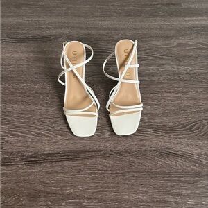 Unisa White Strappy Square-Toe Heels